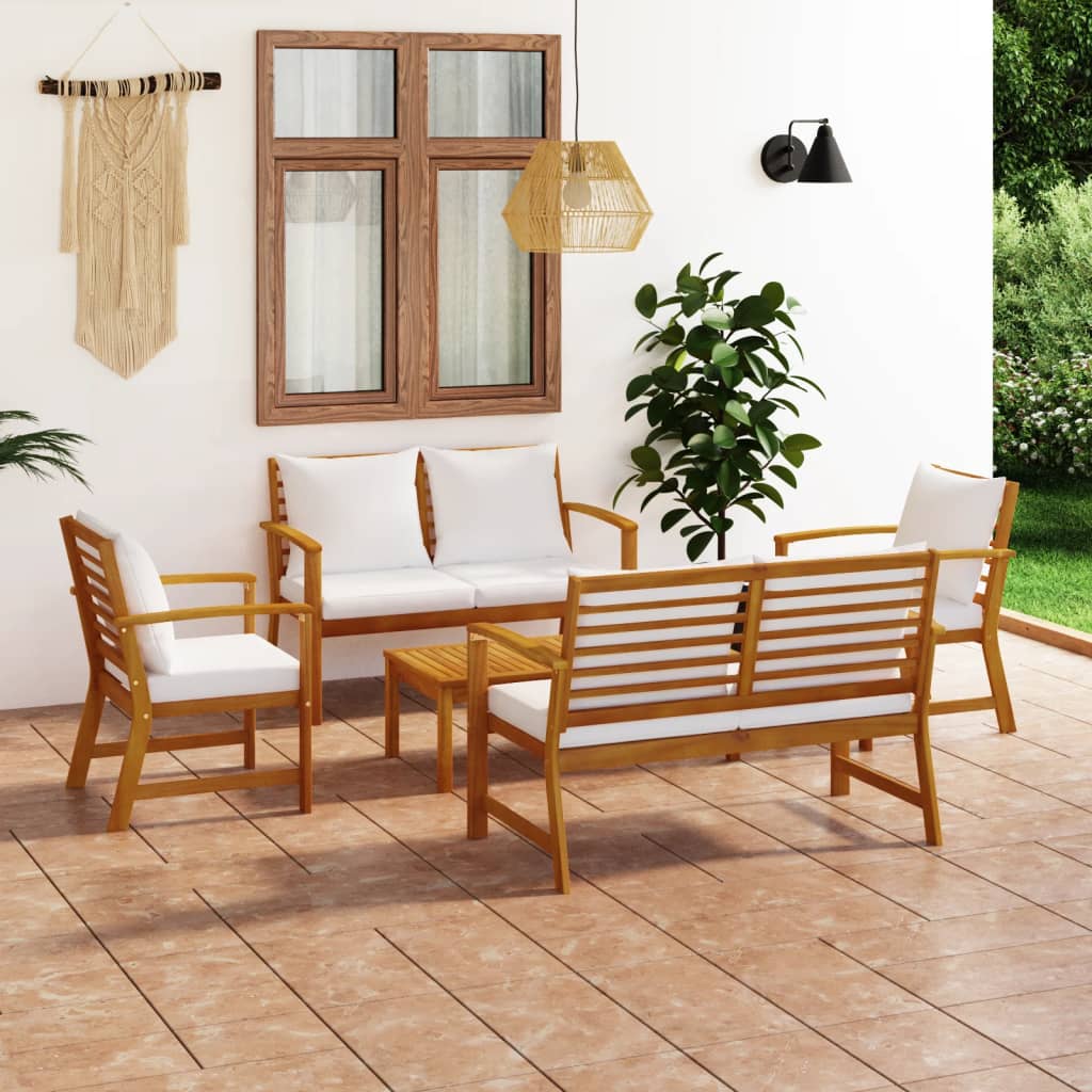 foto del prodotto set divani da giardino 5 pz con cuscini in legno acacia cod mxl 43869