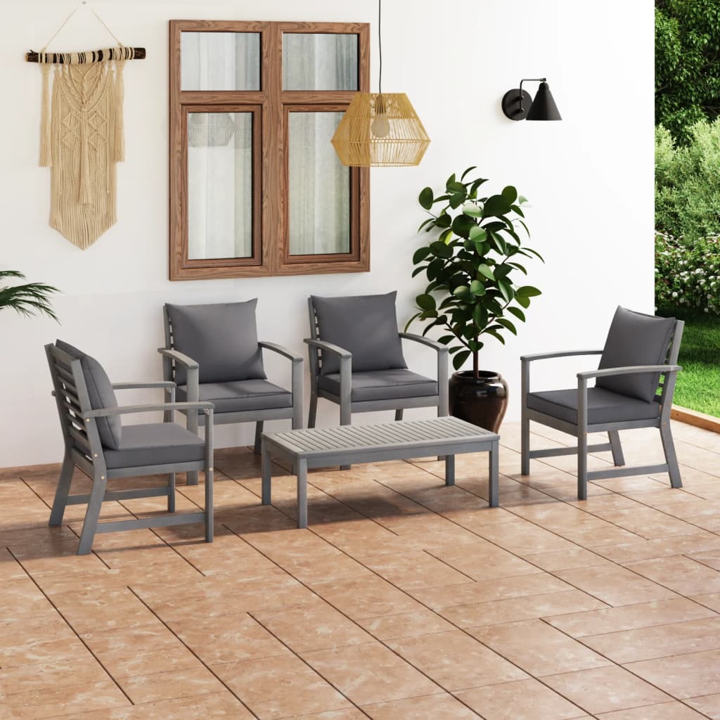 foto del prodotto set divani da giardino 5 pz con cuscini in legno acacia grigio cod mxl 39986