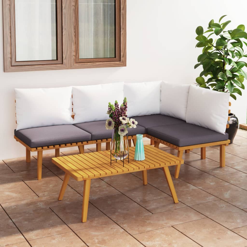 foto del prodotto set divani da giardino 5 pz con cuscini in massello di acacia cod mxl 38203