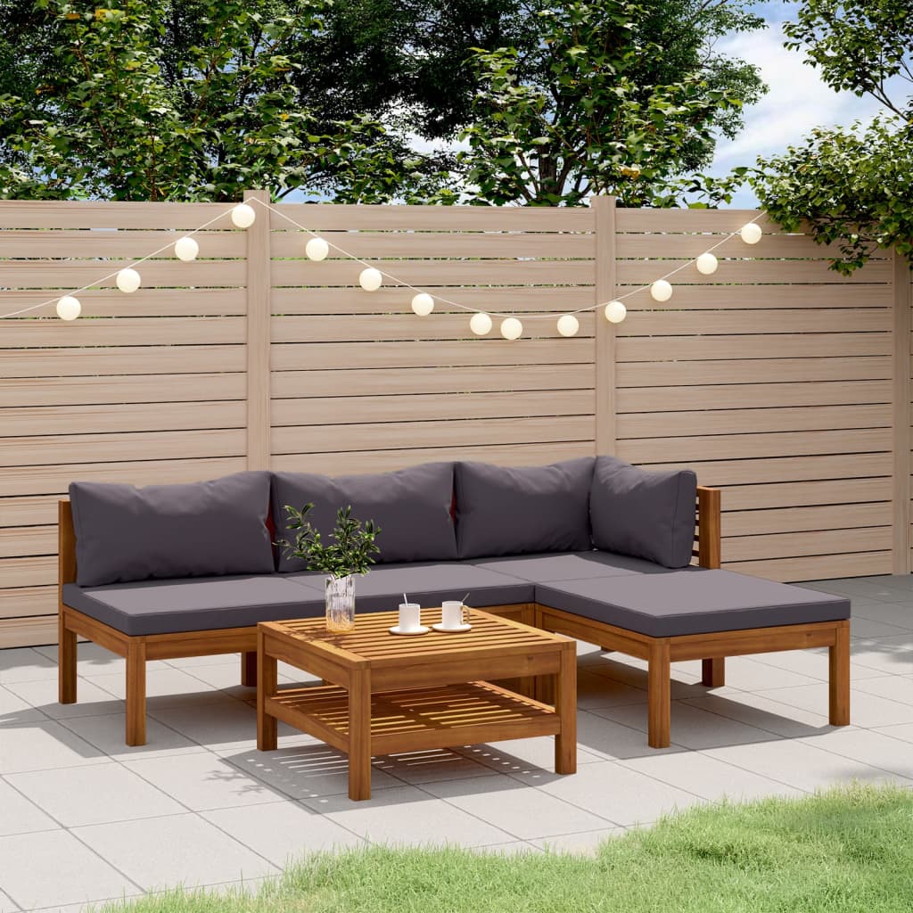 foto del prodotto set divani da giardino 5 pz con cuscini in massello di acacia cod mxl 40781