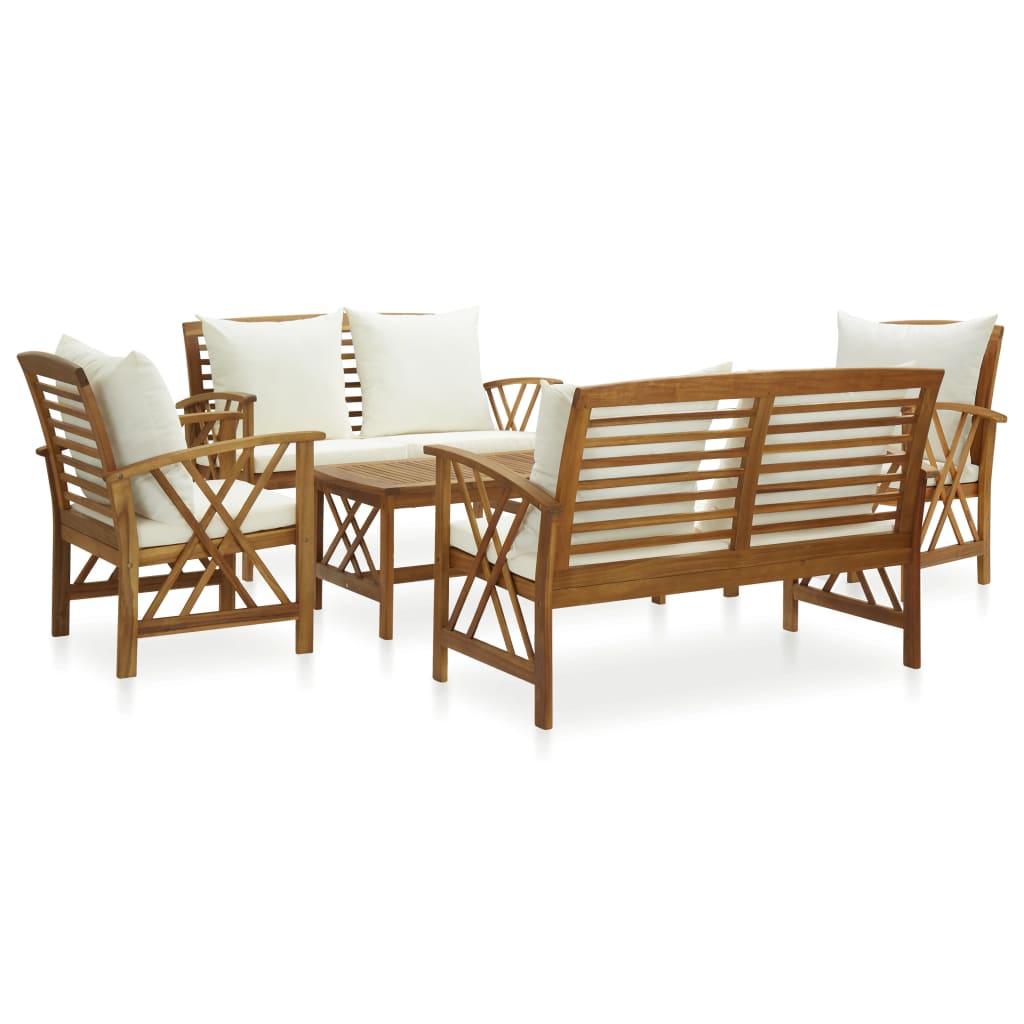 foto del prodotto set divani da giardino 5 pz con cuscini in massello di acacia cod mxl 45530