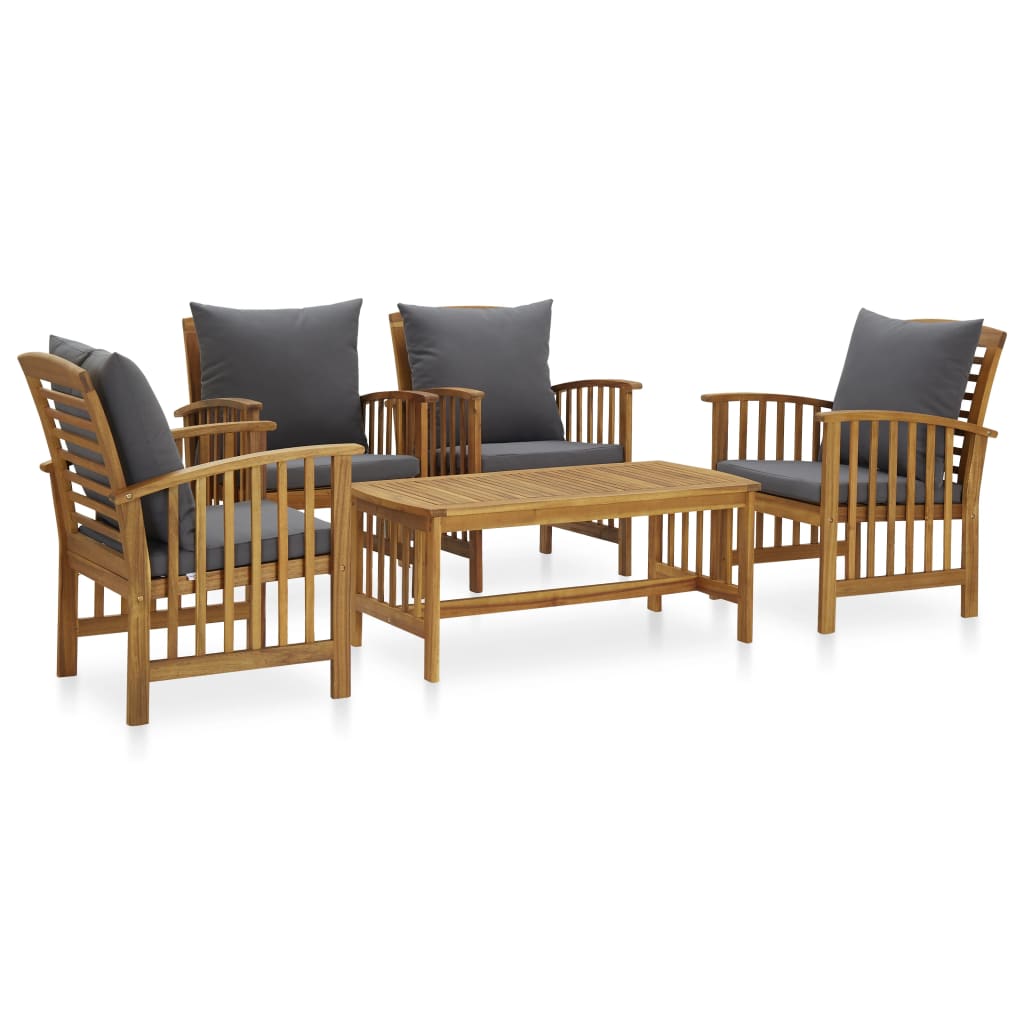 foto del prodotto set divani da giardino 5 pz con cuscini in massello di acacia cod mxl 50778