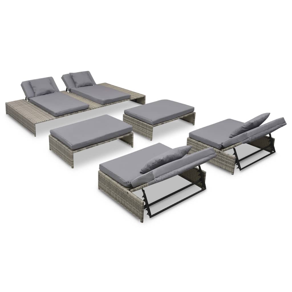 foto del prodotto set divani da giardino 5 pz con cuscini in polyrattan grigio cod mxl 36283