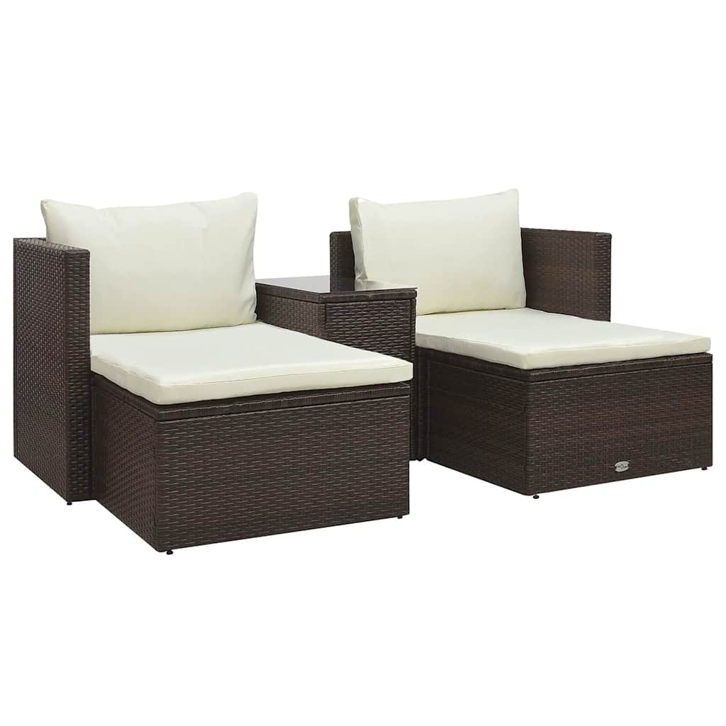 foto del prodotto set divani da giardino 5 pz con cuscini in polyrattan marrone