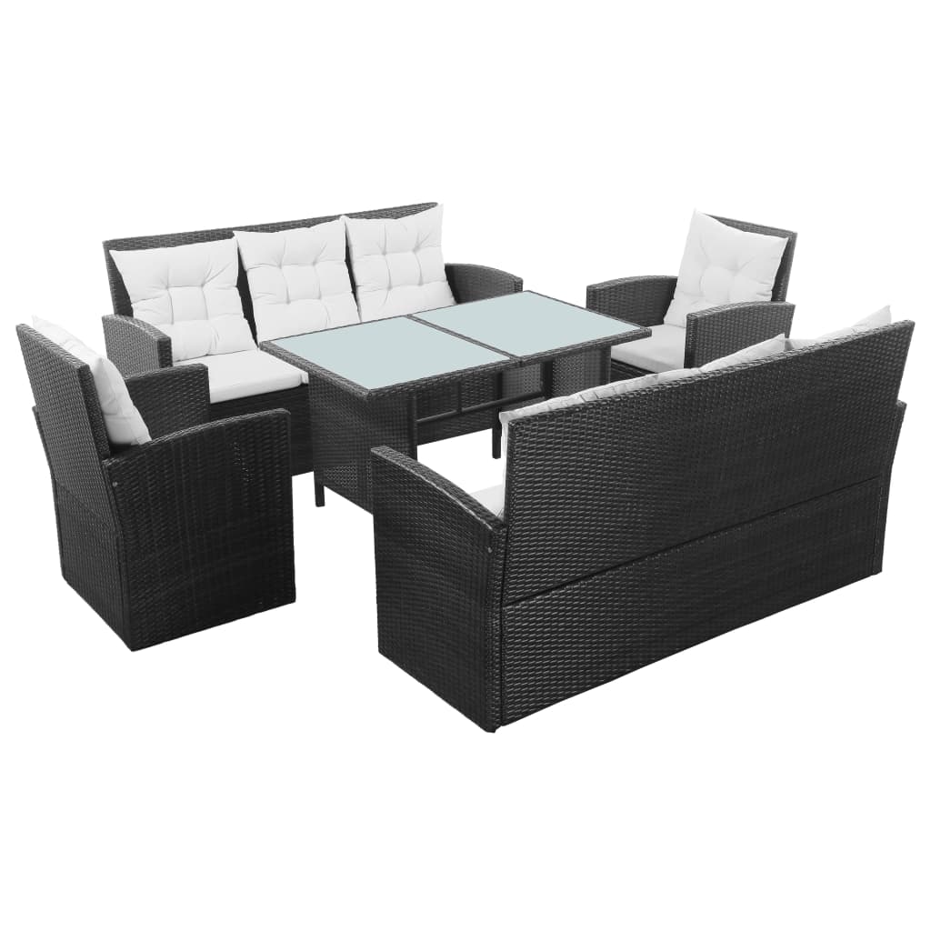 foto del prodotto set divani da giardino 5 pz con cuscini in polyrattan nero cod mxl 41298