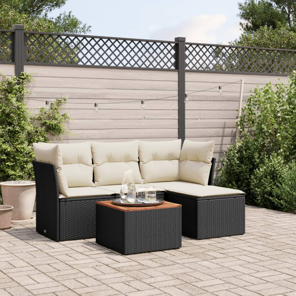 foto del prodotto set divani da giardino 5 pz con cuscini in polyrattan nerocod mxl 111589