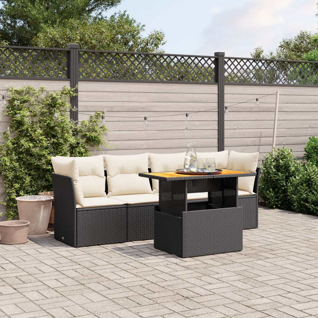 foto del prodotto set divani da giardino 5 pz con cuscini in polyrattan nerocod mxl 113020