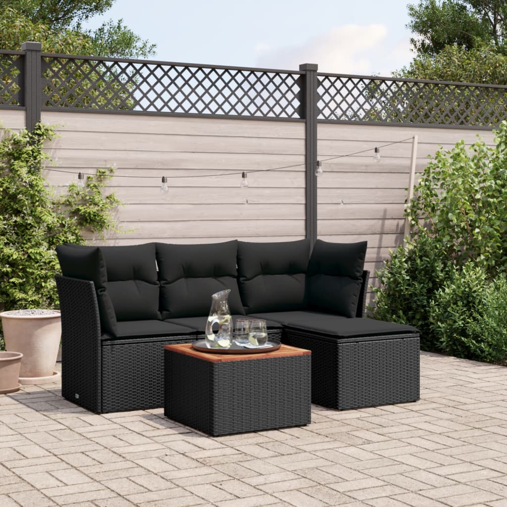 foto del prodotto set divani da giardino 5 pz con cuscini in polyrattan nerocod mxl 87592