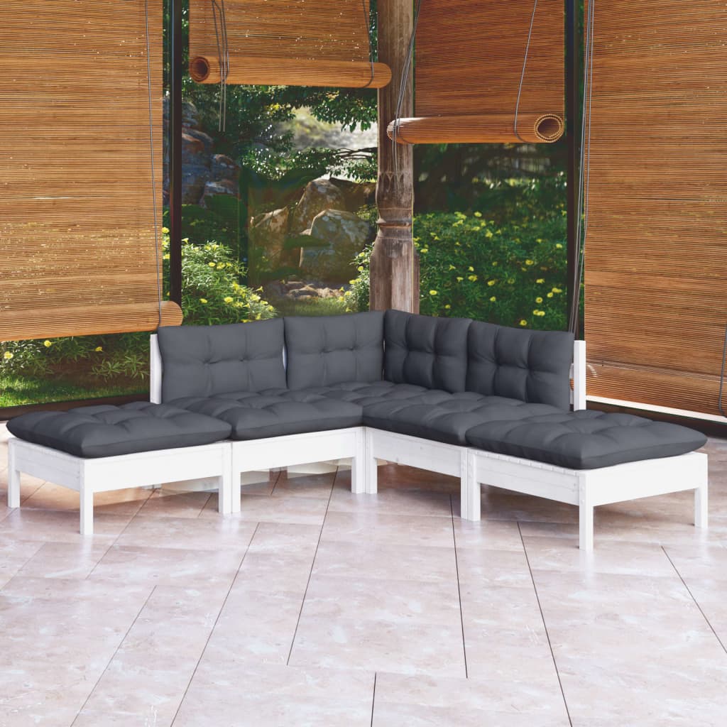 foto del prodotto set divani da giardino 5 pz con cuscini legno massello di pino cod mxl 44401