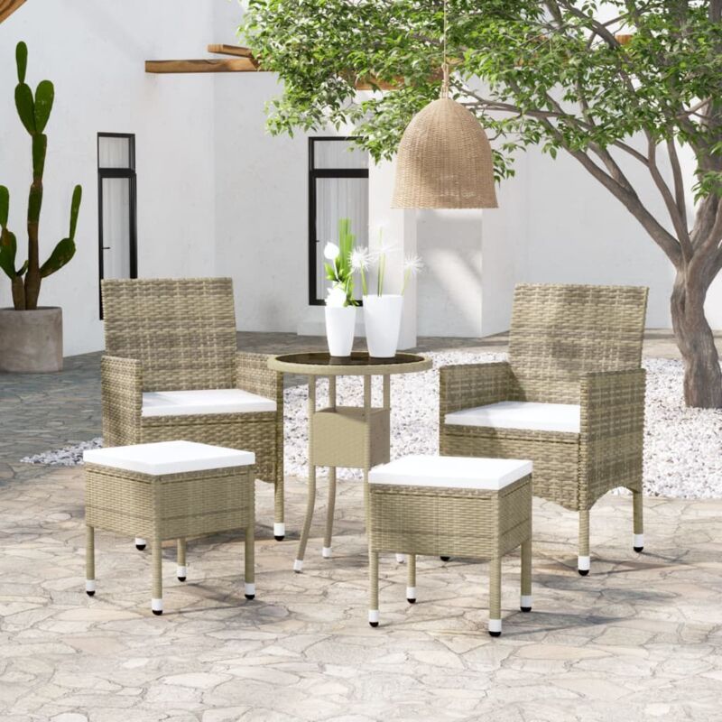 foto del prodotto set divani da giardino 5 pz in polyrattan beige vidaxl