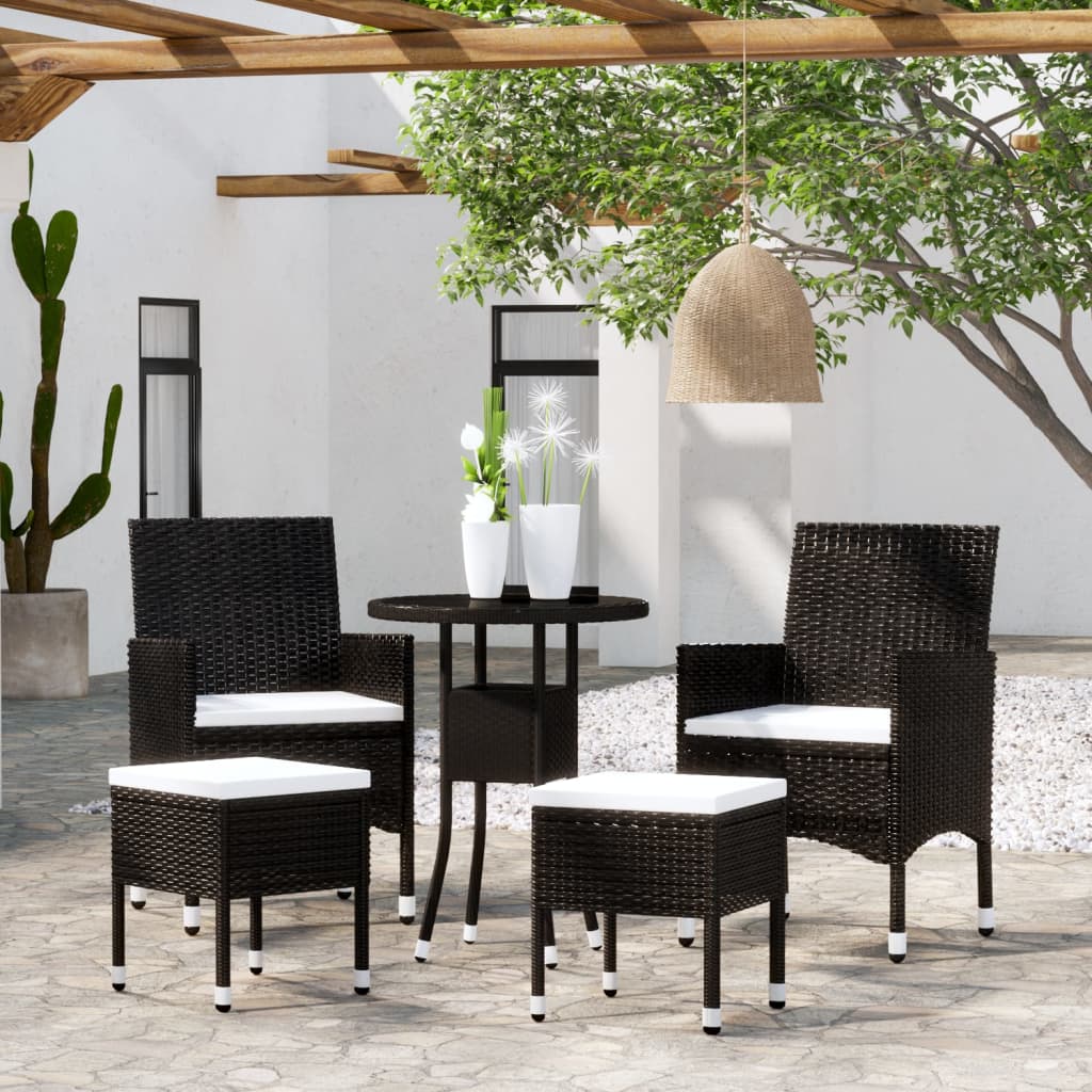 foto del prodotto set divani da giardino 5 pz in polyrattan nero cod mxl 71420