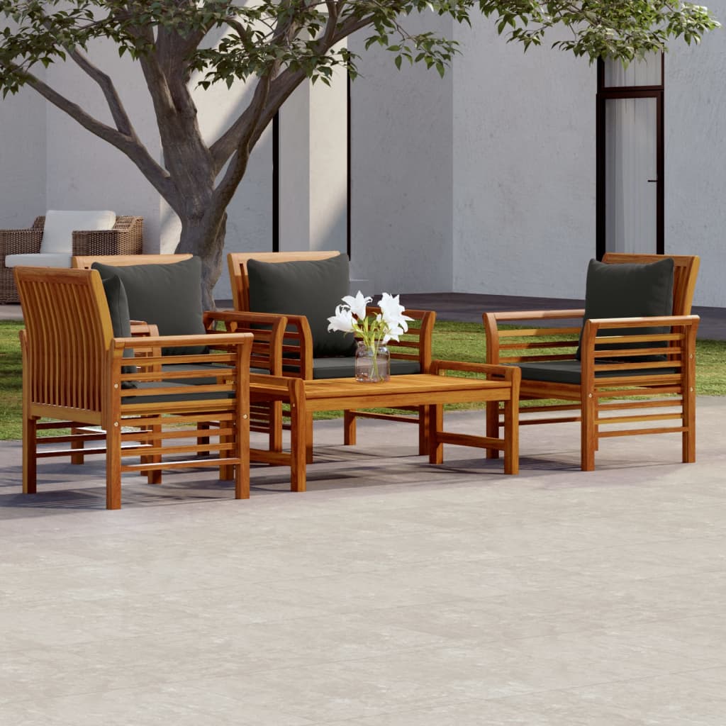 foto del prodotto set divani da giardino 5pz con cuscini in legno massello acacia cod mxl 34911