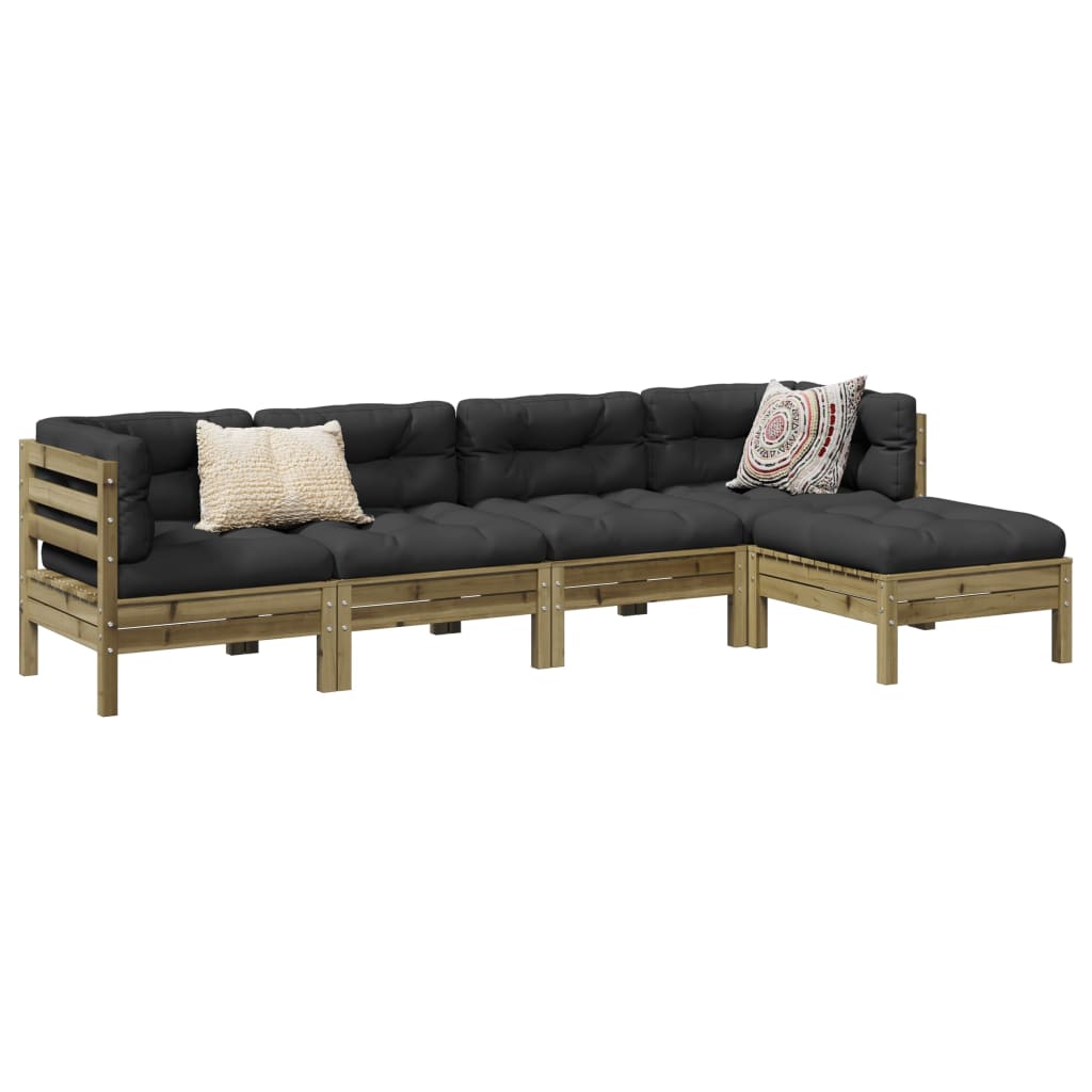 foto del prodotto set divani da giardino 5pz con cuscini legno impregnato di pino