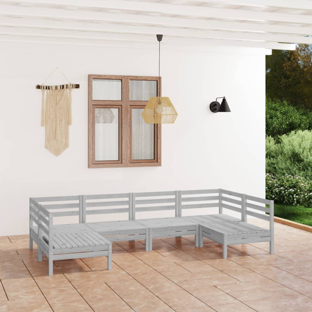 foto del prodotto set divani da giardino 6 pz bianco in legno massello di pino cod mxl 36804