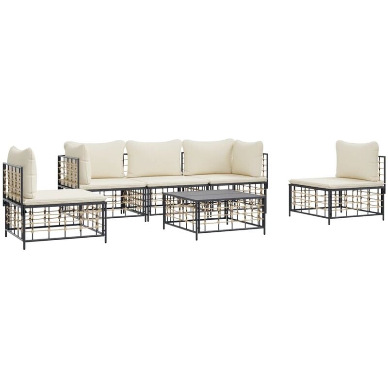 foto del prodotto set divani da giardino 6 pz con cuscini antracite in polyrattan vidaxl