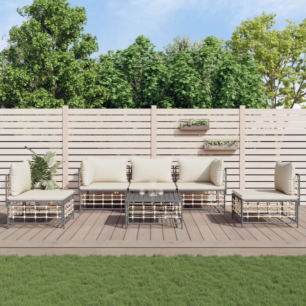 foto del prodotto set divani da giardino 6 pz con cuscini antracite in polyrattancod mxl 104219
