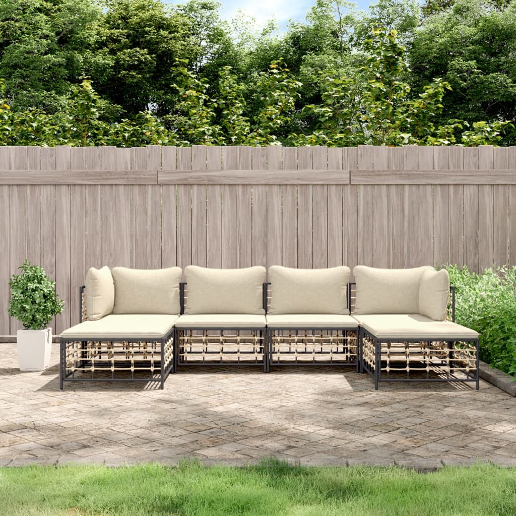 foto del prodotto set divani da giardino 6 pz con cuscini antracite in polyrattancod mxl 76594