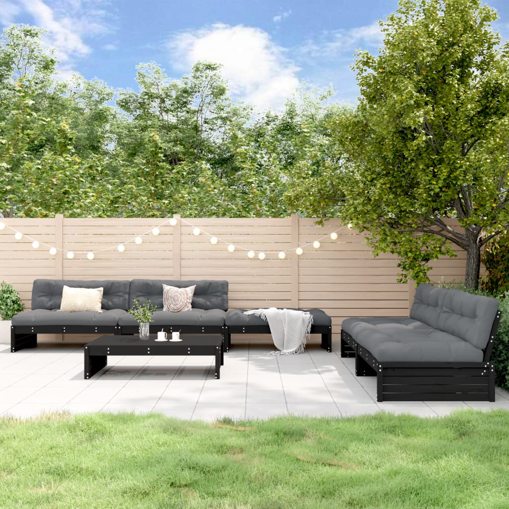 foto del prodotto set divani da giardino 6 pz con cuscini in legno massello nerocod mxl 125730