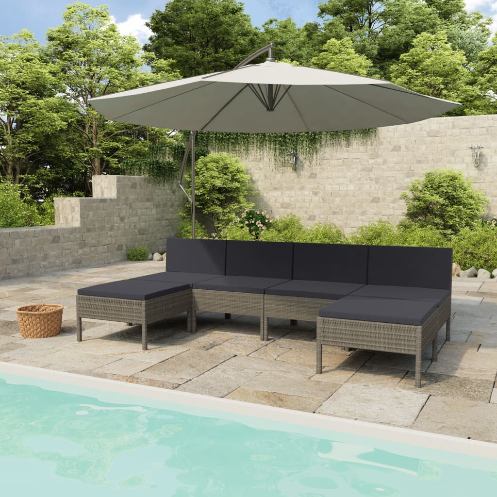 foto del prodotto set divani da giardino 6 pz con cuscini in polyrattan grigio cod mxl 37816