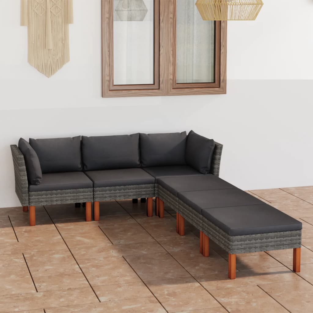 foto del prodotto set divani da giardino 6 pz con cuscini in polyrattan grigio cod mxl 44533