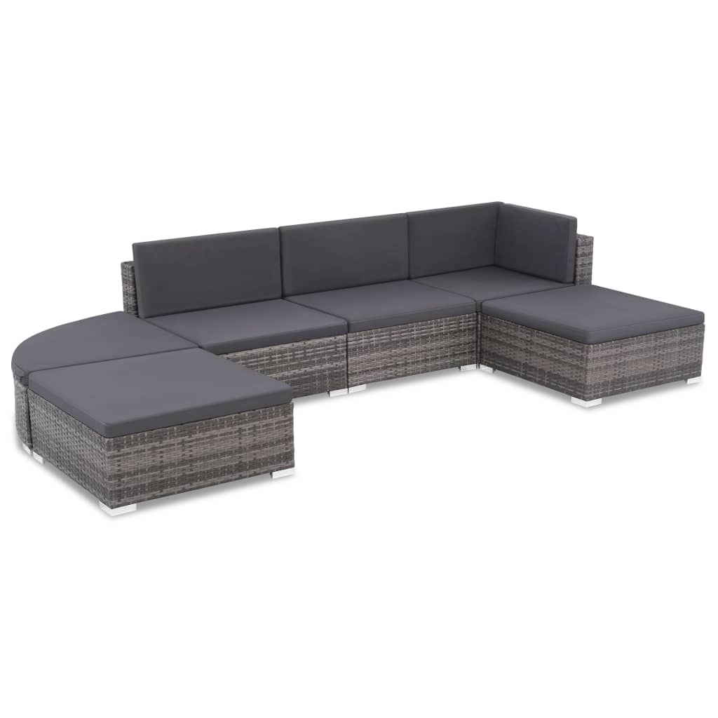 foto del prodotto set divani da giardino 6 pz con cuscini in polyrattan grigiocod mxl 118884