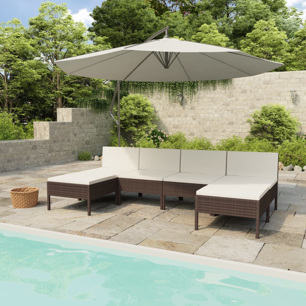 foto del prodotto set divani da giardino 6 pz con cuscini in polyrattan marrone cod mxl 37813