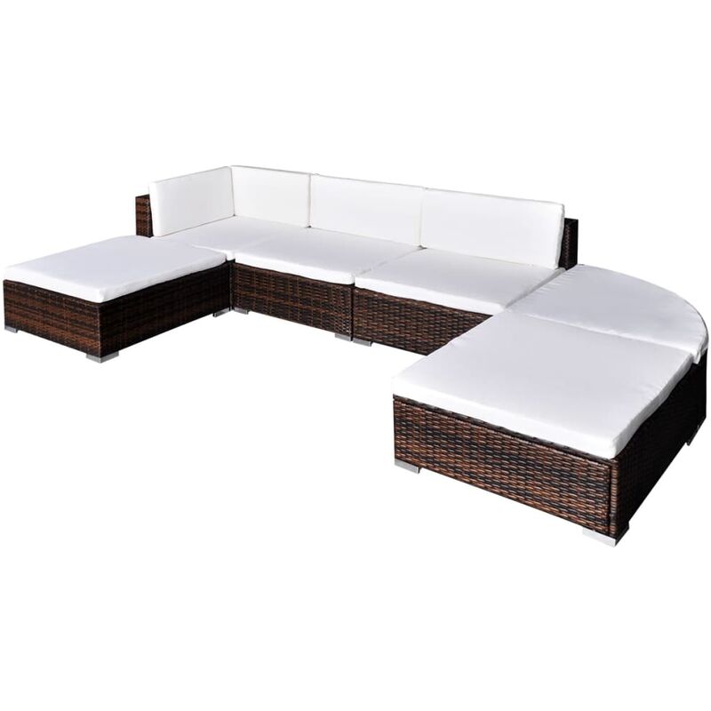foto del prodotto set divani da giardino 6 pz con cuscini in polyrattan marrone vidaxl