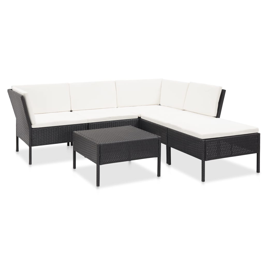 foto del prodotto set divani da giardino 6 pz con cuscini in polyrattan nero cod mxl 34848