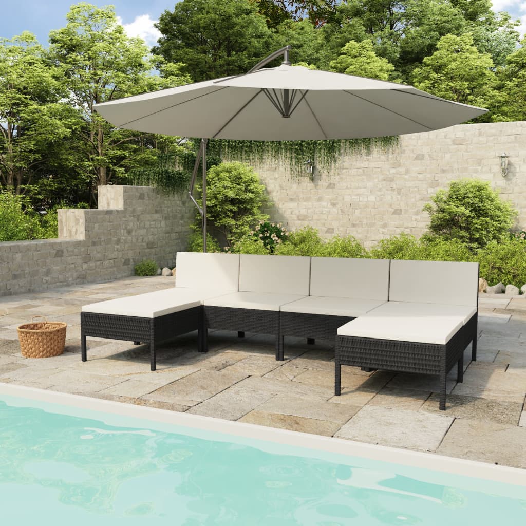 foto del prodotto set divani da giardino 6 pz con cuscini in polyrattan nero cod mxl 37814