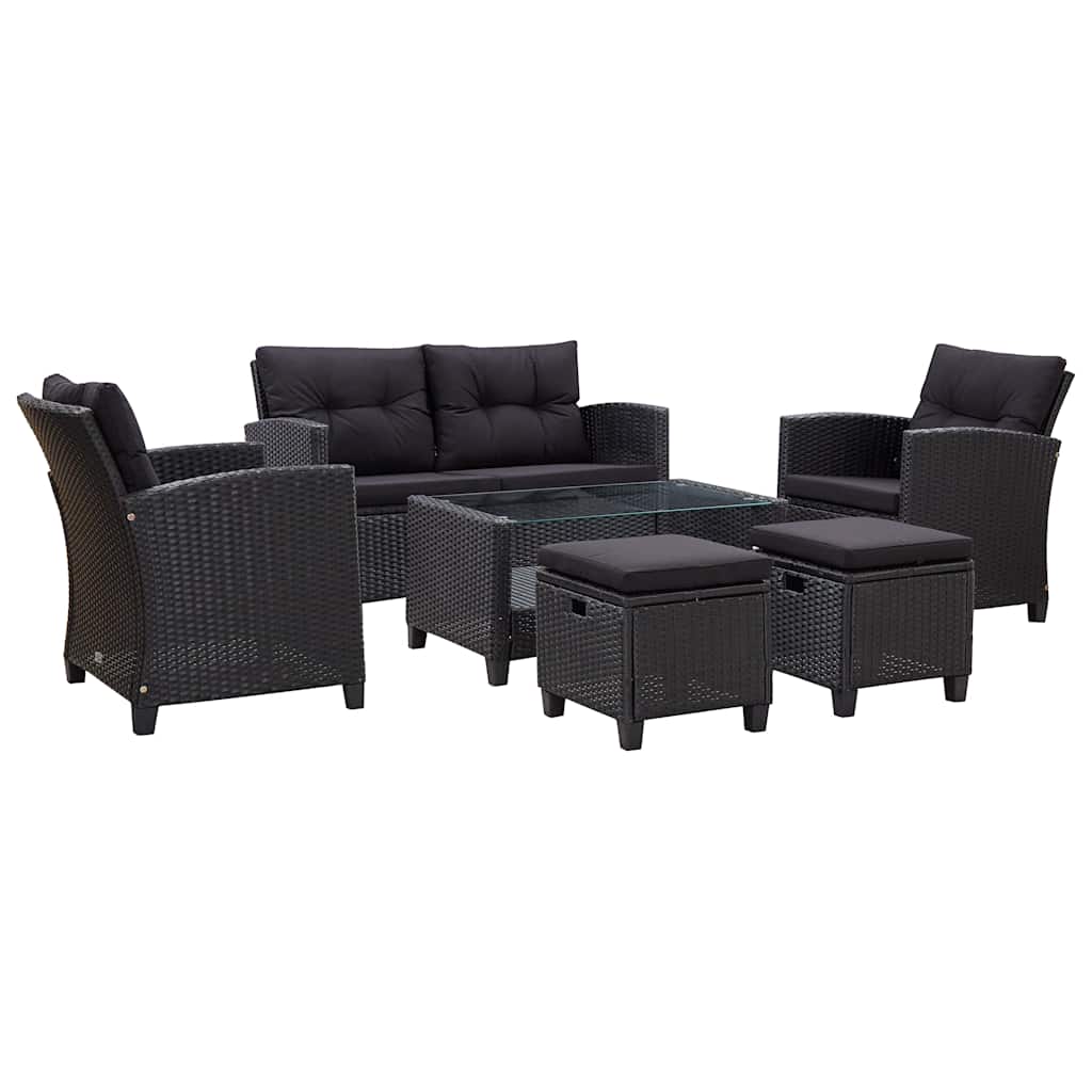 foto del prodotto set divani da giardino 6 pz con cuscini in polyrattan nerocod mxl 118887