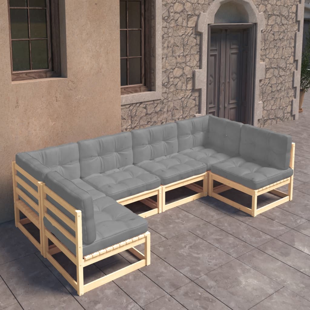 foto del prodotto set divani da giardino 6 pz con cuscini legno massello pino cod mxl 44860