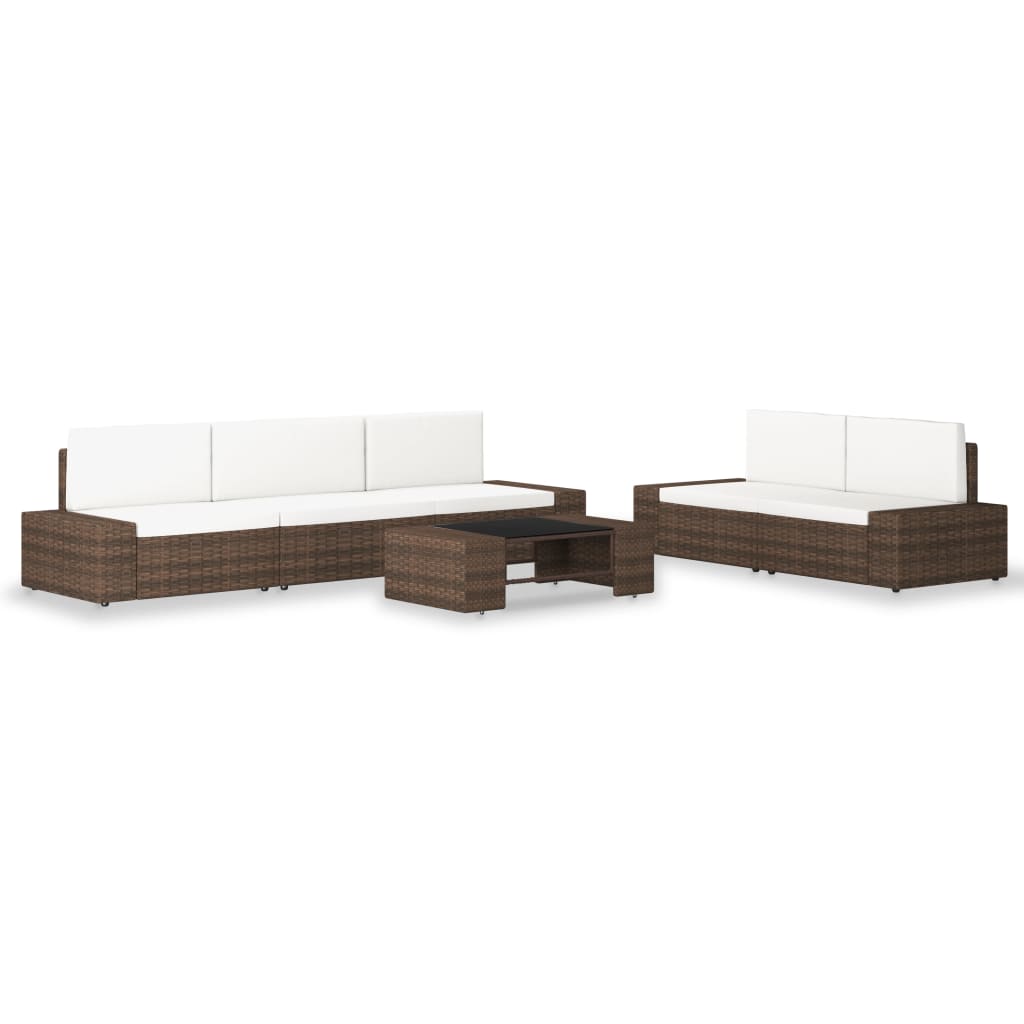 foto del prodotto set divani da giardino 6 pz in polyrattan marrone cod mxl 39665