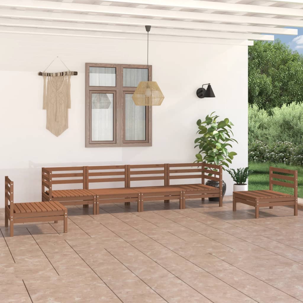 foto del prodotto set divani da giardino 6 pz miele in legno massello di pino cod mxl 36471