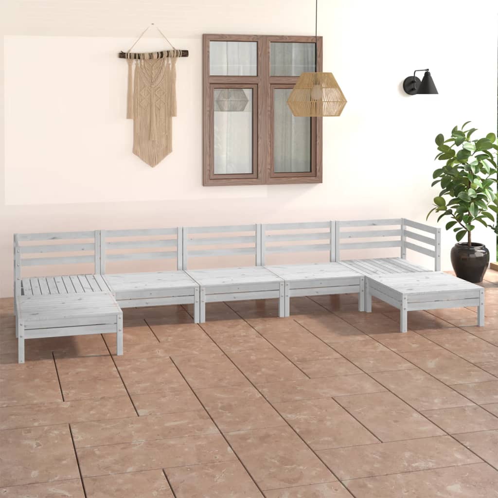 foto del prodotto set divani da giardino 7 pz bianco in legno massello di pino cod mxl 36782