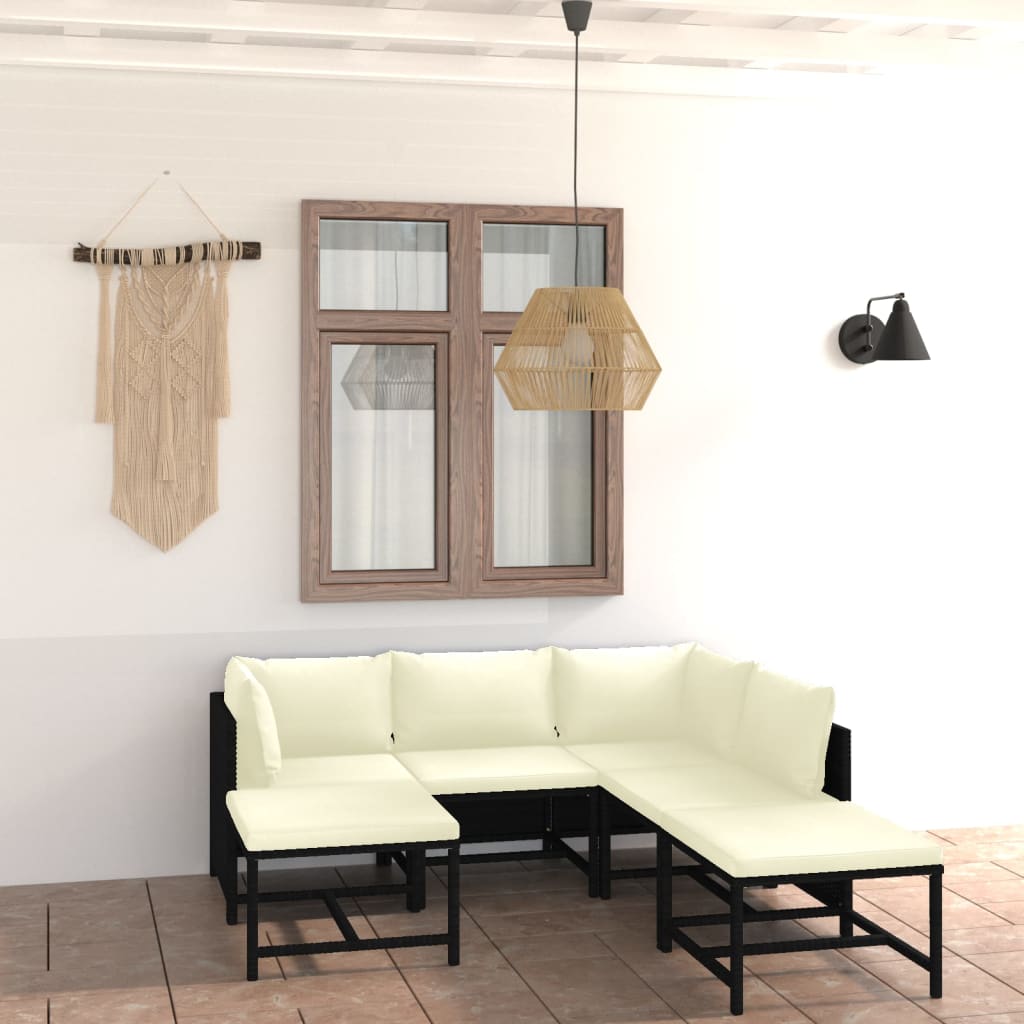 foto del prodotto set divani da giardino 7 pz con cuscini in polyrattan nero cod mxl 40494