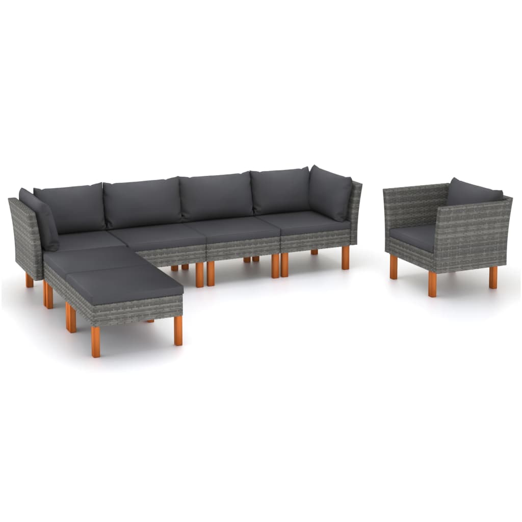 foto del prodotto set divani da giardino 7pz polyrattan legno di eucalipto grigio cod mxl 38114