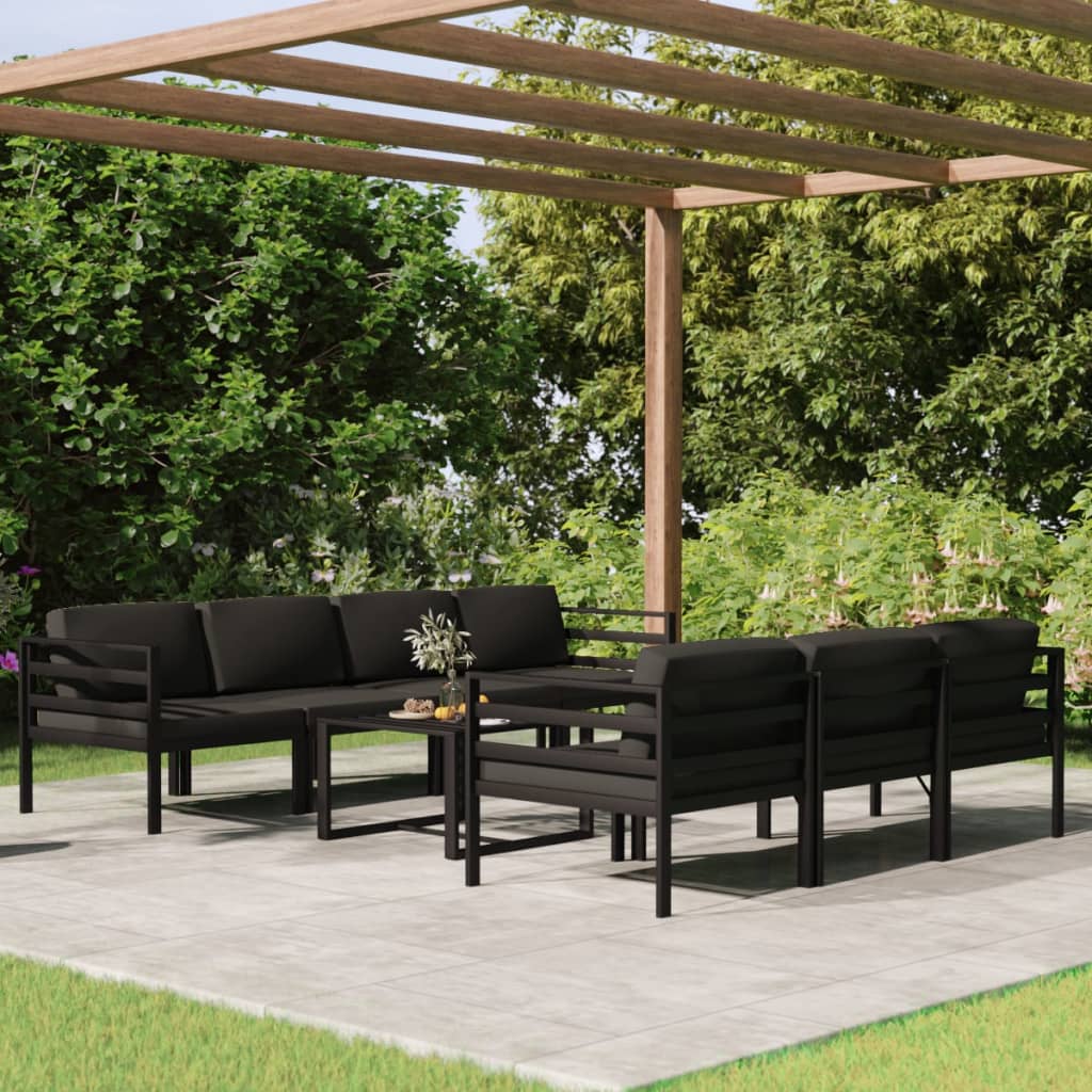 foto del prodotto set divani da giardino 8 pz con cuscini in alluminio antracite cod mxl 41612