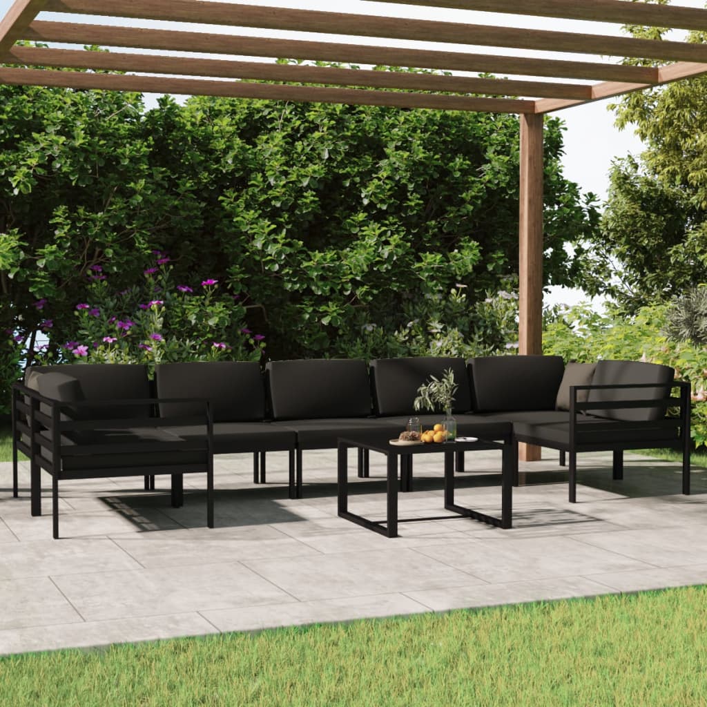 foto del prodotto set divani da giardino 8 pz con cuscini in alluminio antracitecod mxl 121503