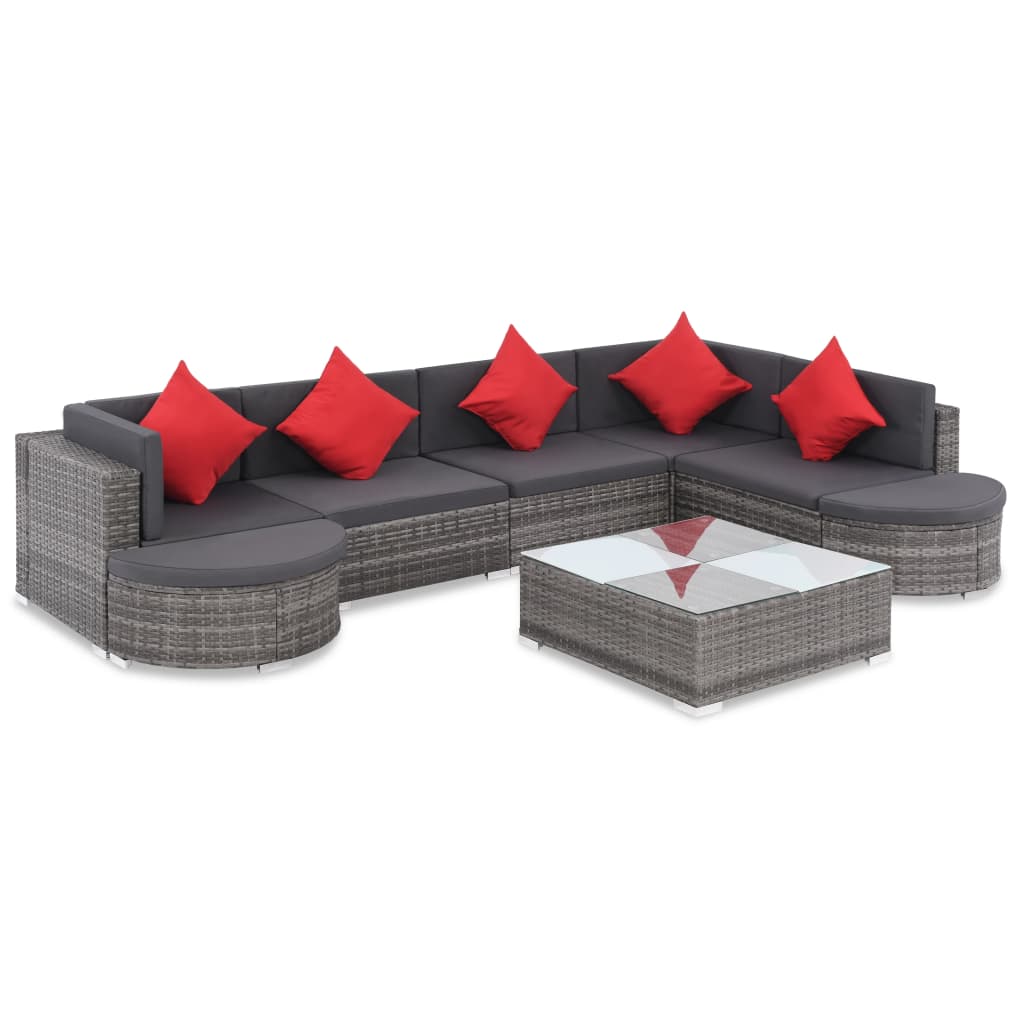 foto del prodotto set divani da giardino 8 pz con cuscini in polyrattan grigio cod mxl 35822