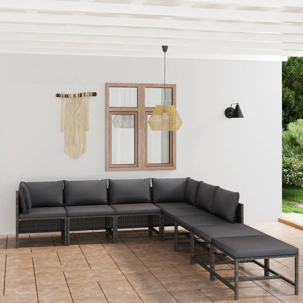 foto del prodotto set divani da giardino 8 pz con cuscini in polyrattan grigio cod mxl 41850