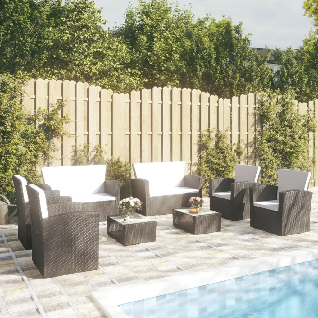 foto del prodotto set divani da giardino 8 pz con cuscini in polyrattan nero cod mxl 38612