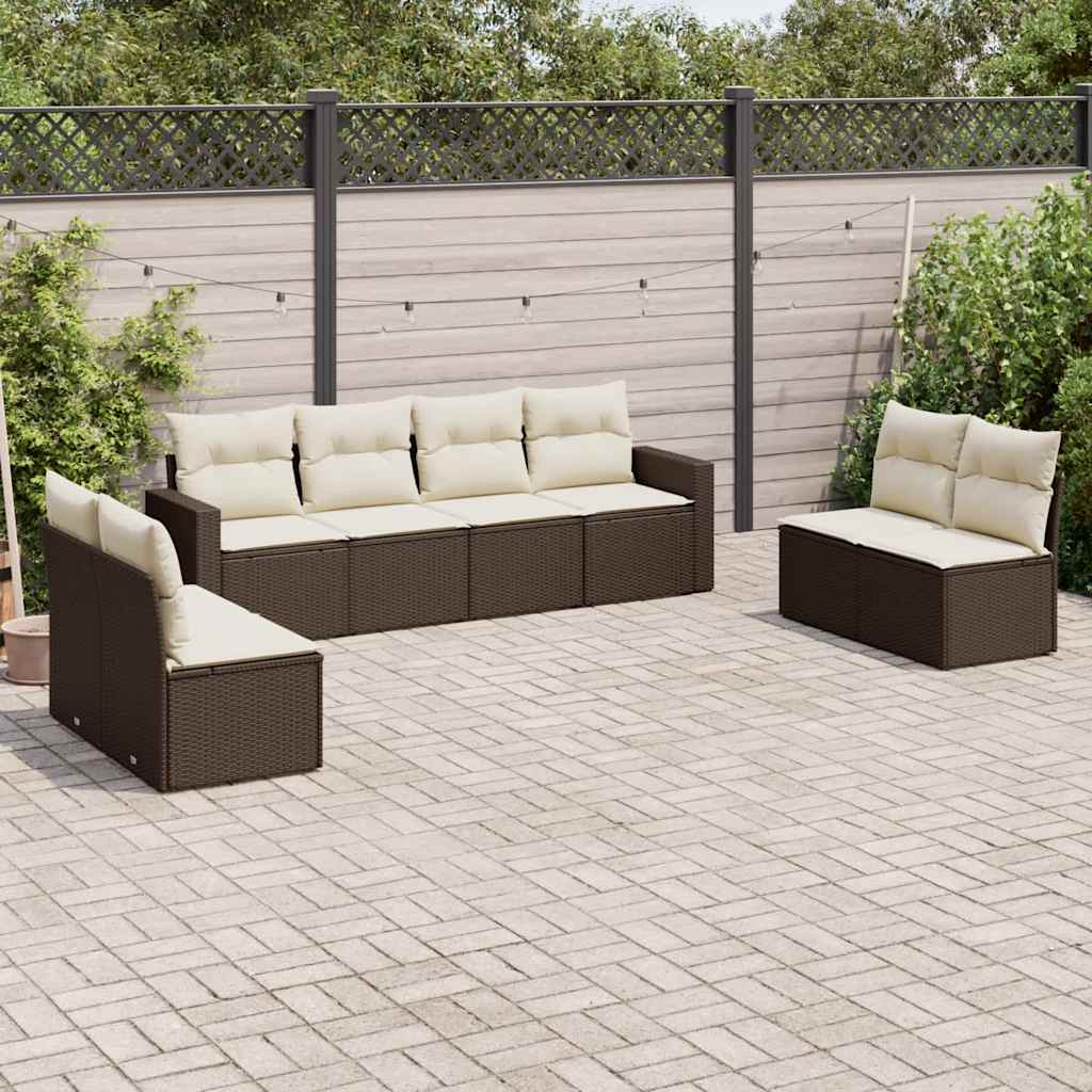 foto del prodotto set divani da giardino 8 pz con cuscini marrone in polyrattancod mxl 86980