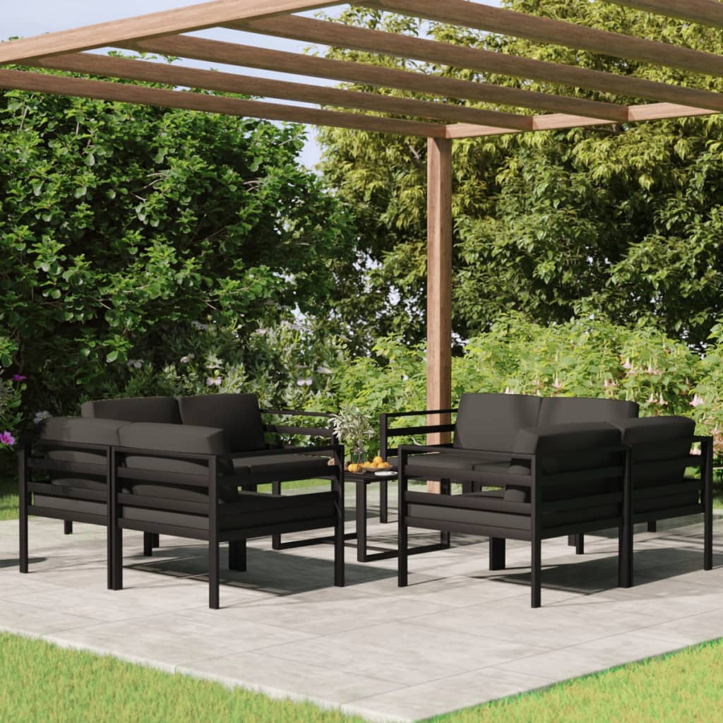 foto del prodotto set divani da giardino 9 pz con cuscini in alluminio antracite cod mxl 35814