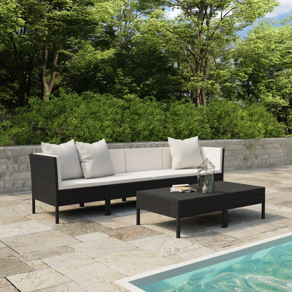 foto del prodotto set divani da giardino 9 pz con cuscini in polyrattan nero cod mxl 37805