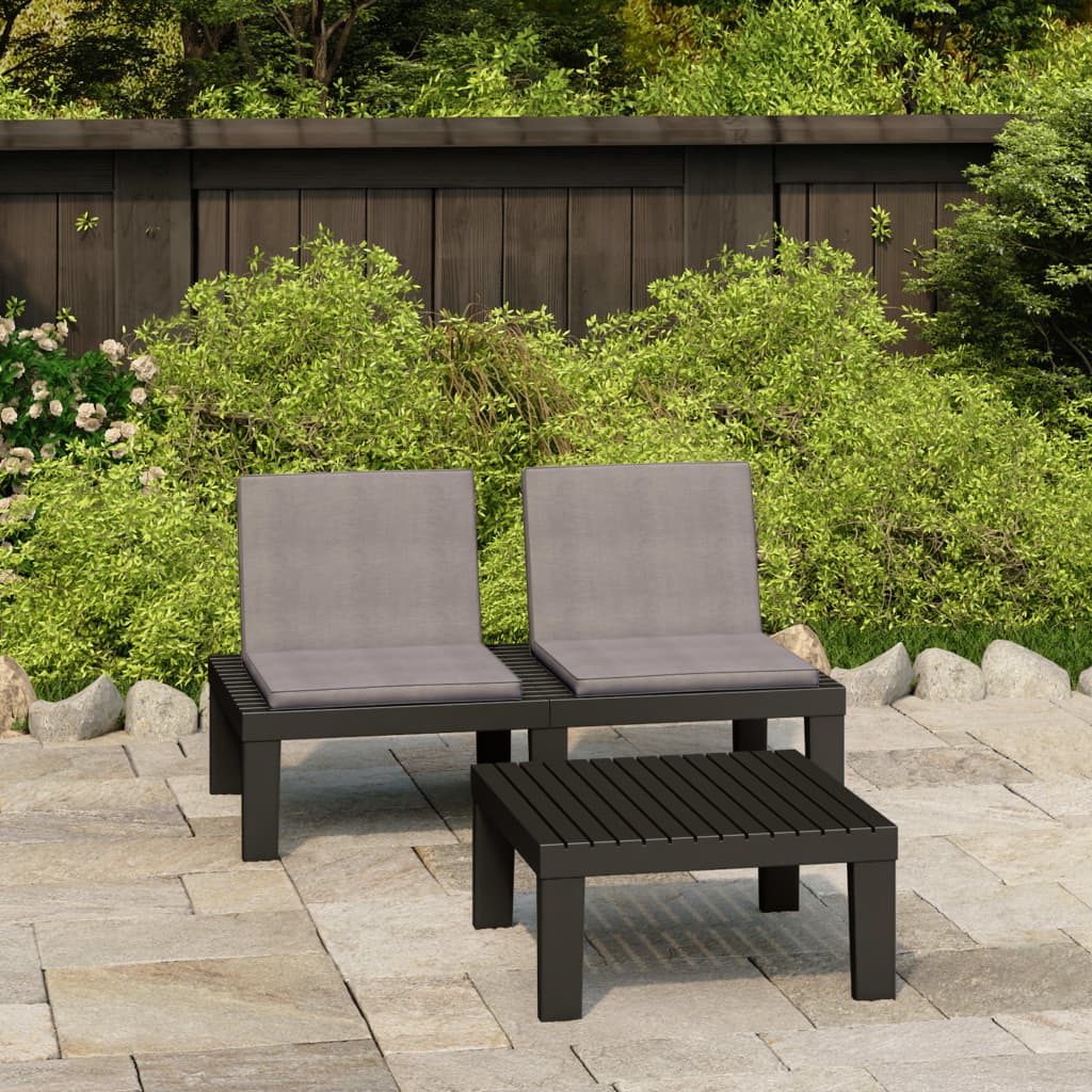 foto del prodotto set divani da giardino con cuscini 2 pz in plastica grigio cod mxl 35856