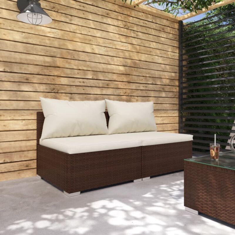 foto del prodotto set divani da giardino con cuscini 2 pz in polyrattan marrone vidaxl 790816