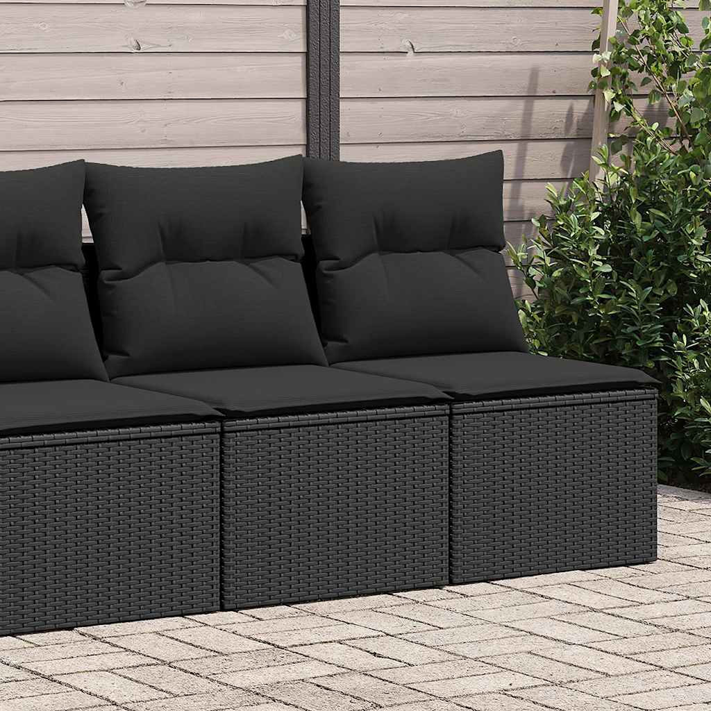 foto del prodotto set divani da giardino con cuscini 2 pz nero polyrattan acacia