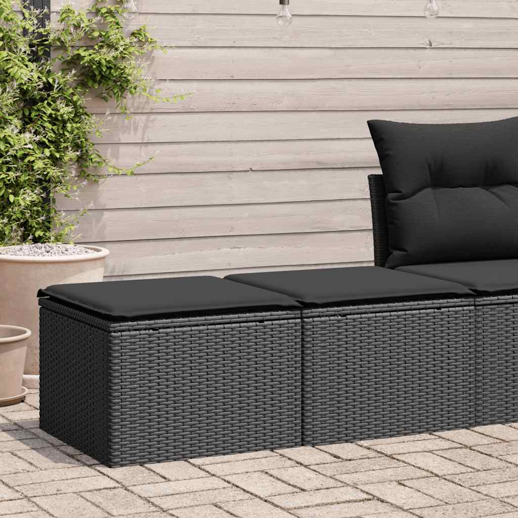 foto del prodotto set divani da giardino con cuscini 2 pz nero polyrattan acacia