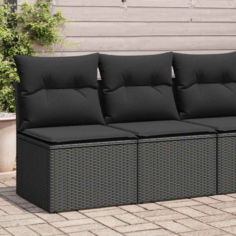 foto del prodotto set divani da giardino con cuscini 2 pz nero polyrattan acacia vidaxl