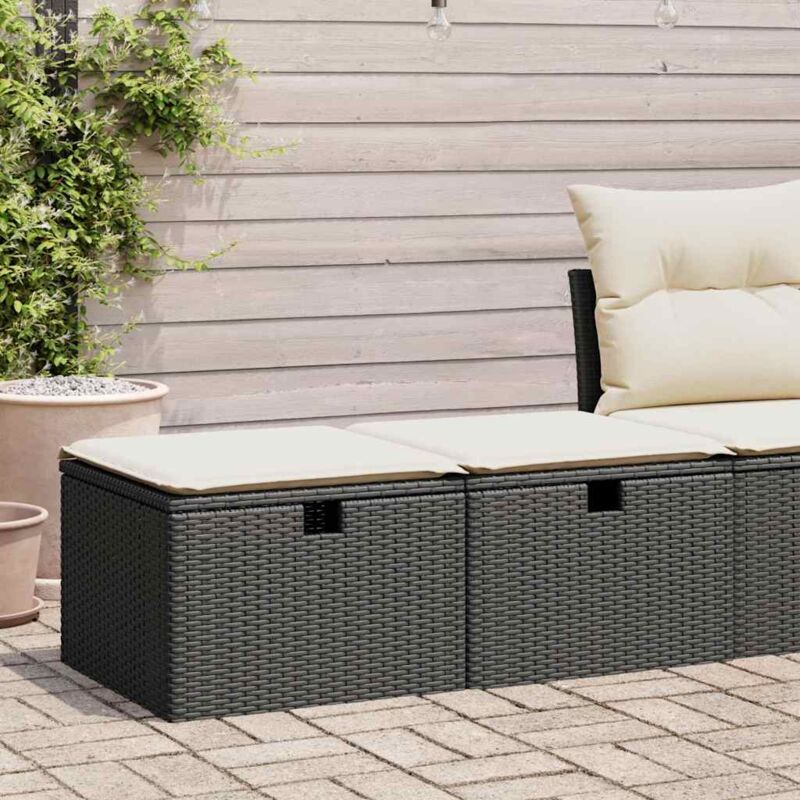 foto del prodotto set divani da giardino con cuscini 2 pz nero polyrattan acacia vidaxl